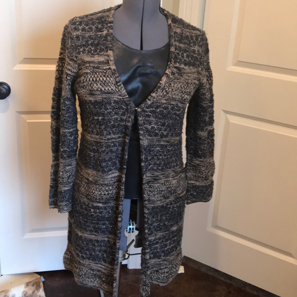 Long neutral stripe cardigan